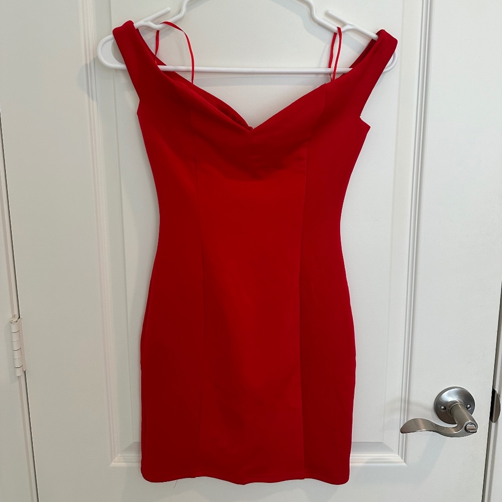 Tobi red off the shoulder mini dress